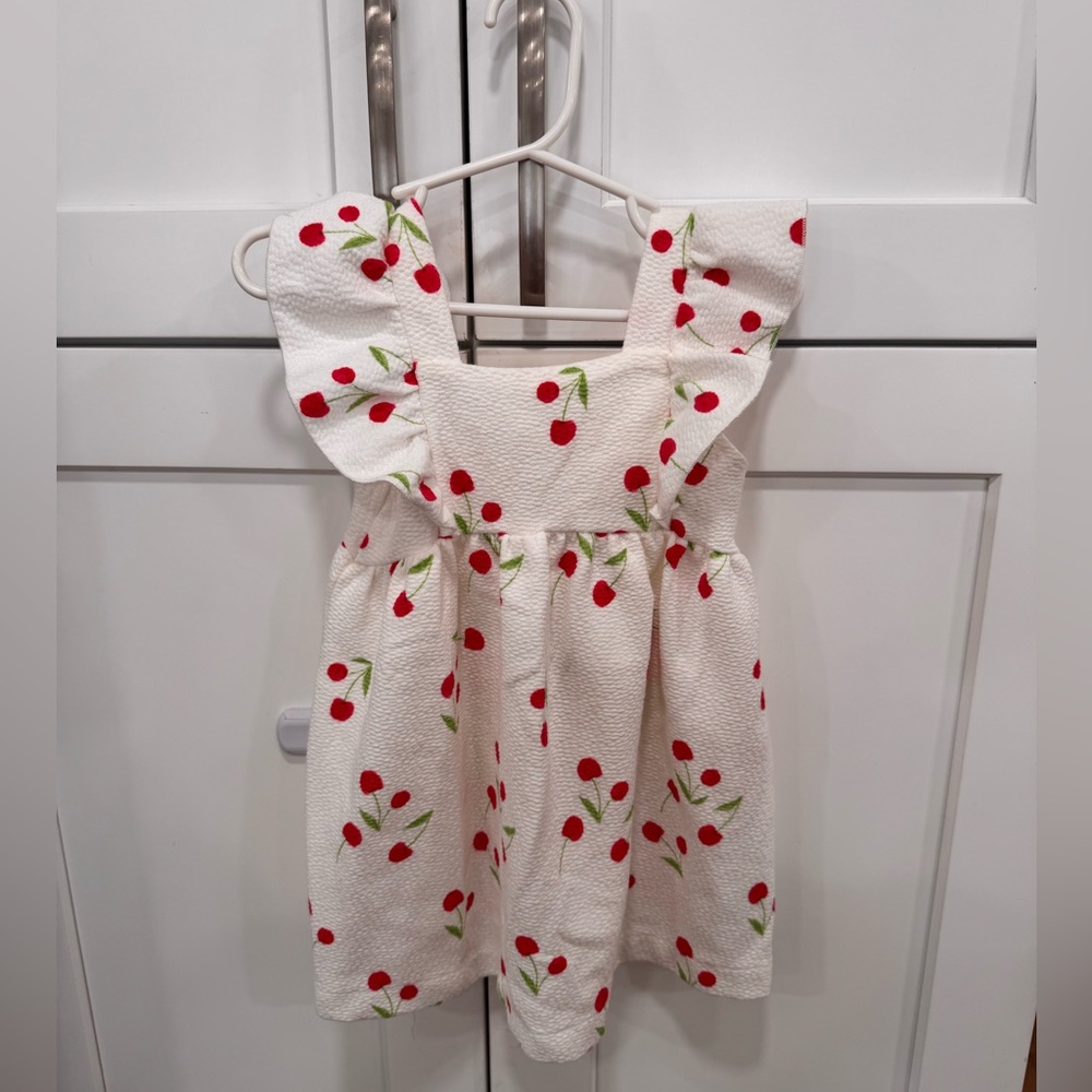 Zara White Dress with Red Cherry Print